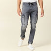 Jeans battle à coulisse denim gris homme