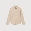 Chemise droite en coton manches longues beige homme