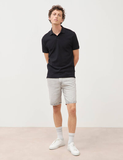 Polo cintr&eacute; manches courtes noir homme