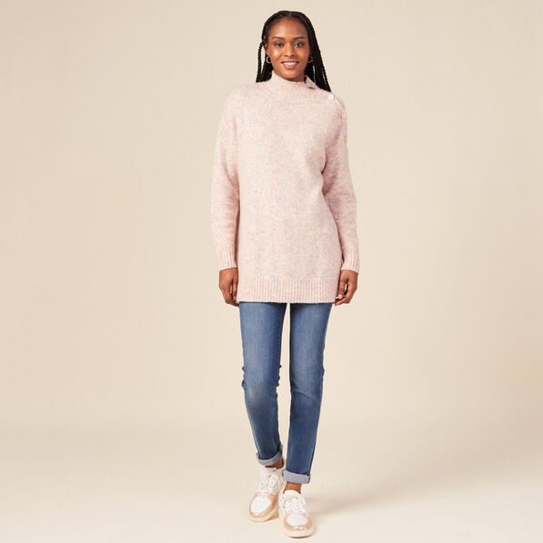 Pull long oversize orange foncé femme