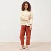 Veste oversize manches longues doubl&eacute;e creme femme