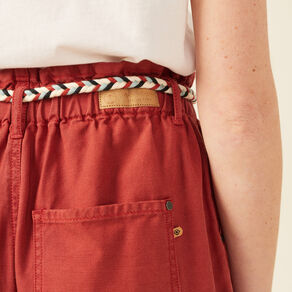 short paperbag ceinture rouge fonce femme Short paperbag ceinturé rouge foncé femme