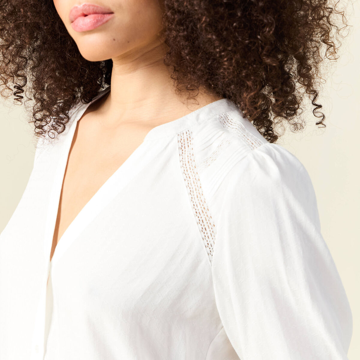 Chemise manches courtes ecru femme
