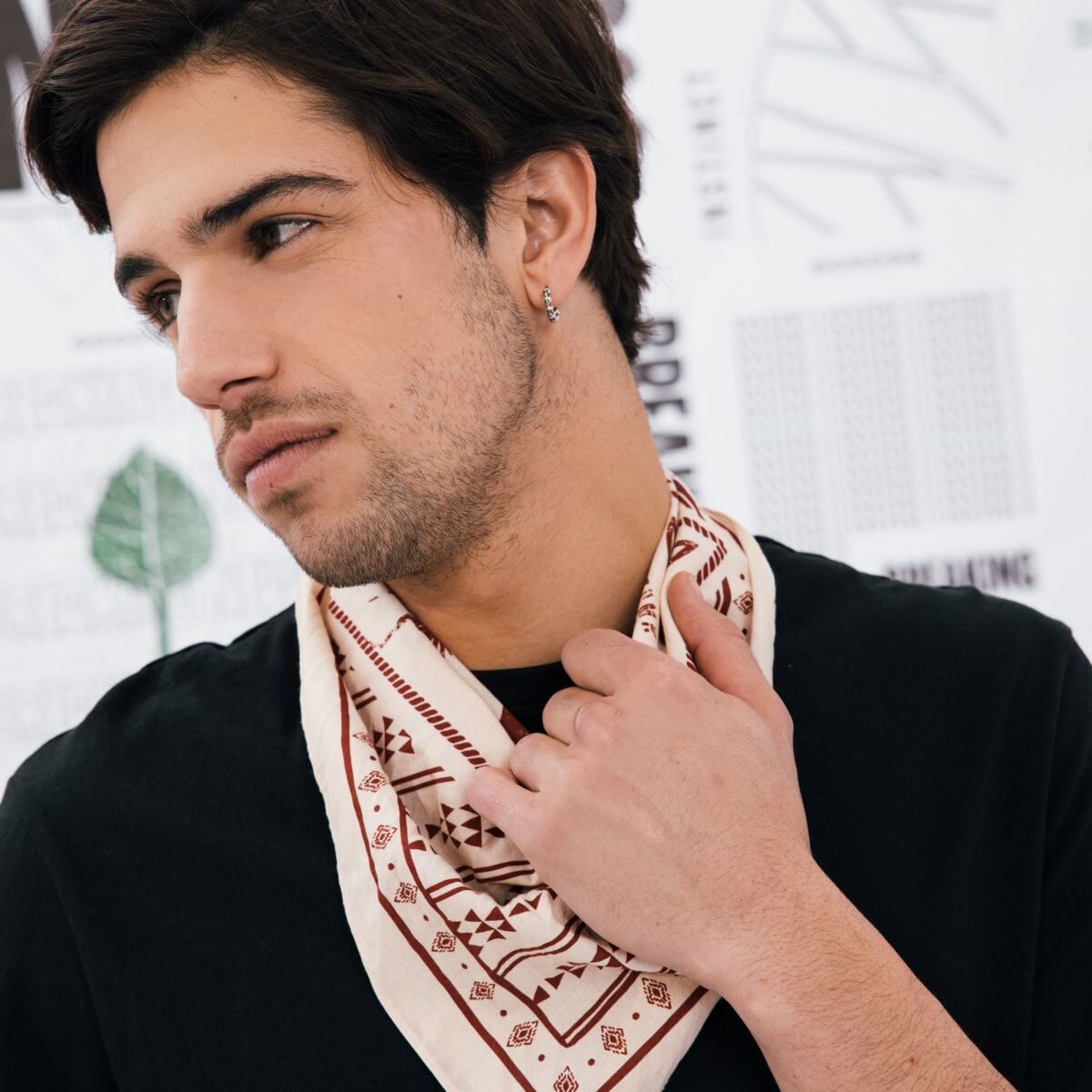 Foulard carré ecru homme