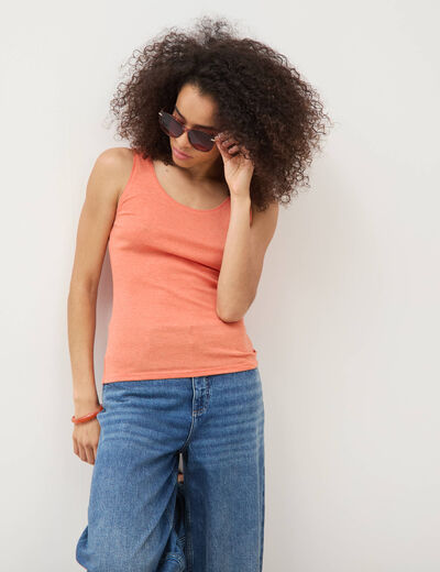 D&eacute;bardeur cintr&eacute; d&eacute;collet&eacute; sans manches rose corail femme