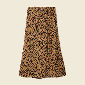 Jupe longue portefeuille marron clair femme