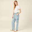 Jeans cargo 5 poches denim bleach femme