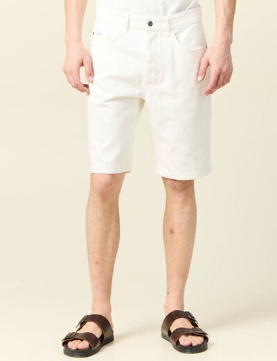 Bermuda droit en jean denim blanc homme