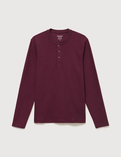 T-shirt manches longues prune homme