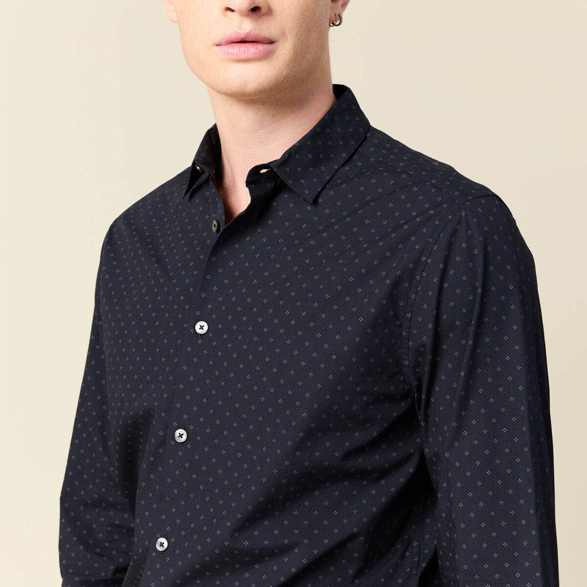 Chemise en coton manches longues bleu homme