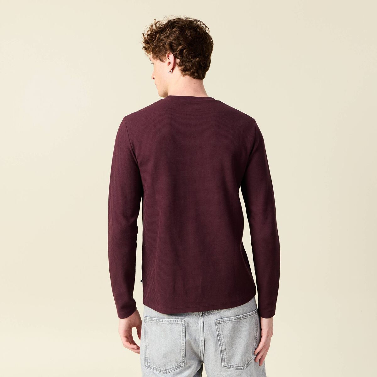 T-shirt manches longues bordeaux homme