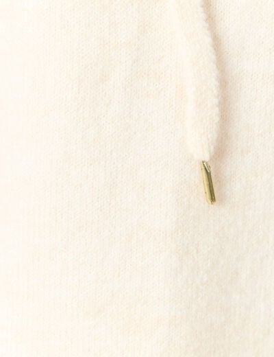 Pull &agrave; capuche zipp&eacute; creme femme