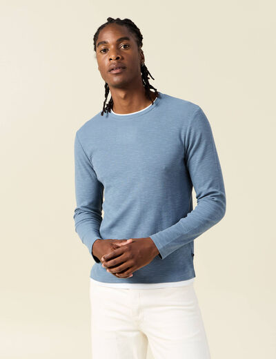 T-shirt manches longues bleu gris homme