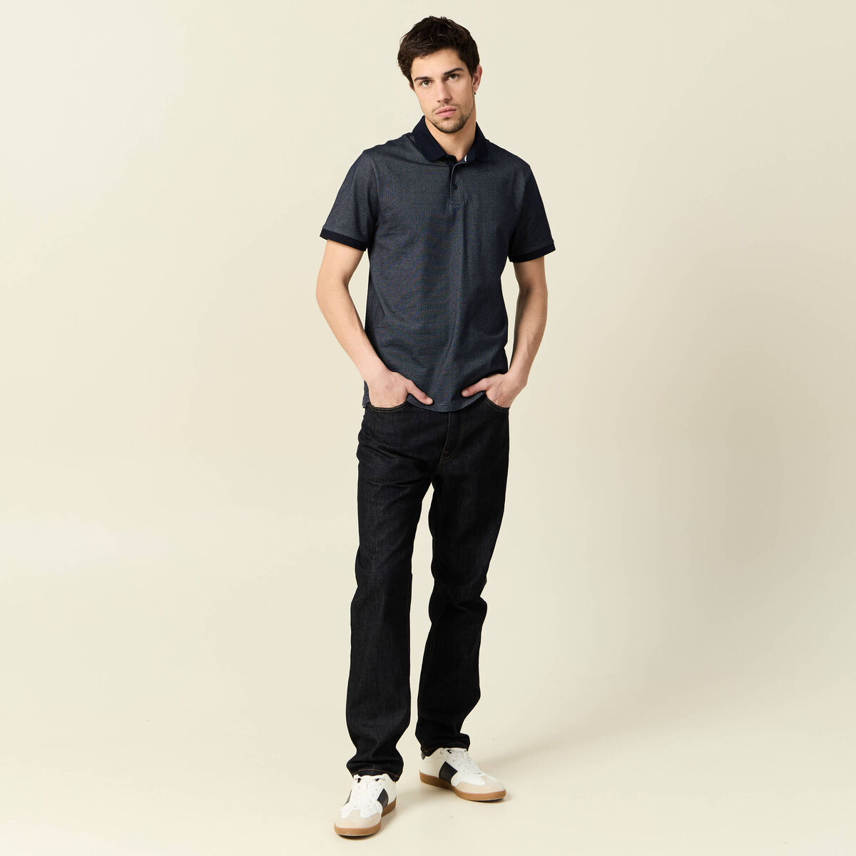 Polo manches courtes bleu marine homme