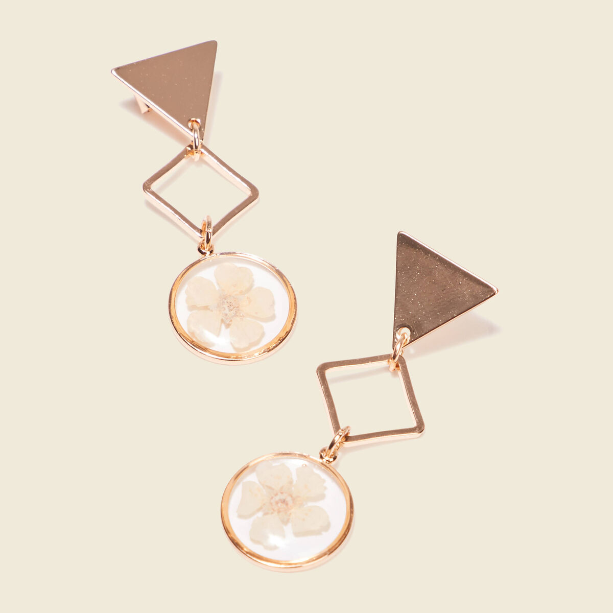 Boucles d'oreilles pendantes ecru femme