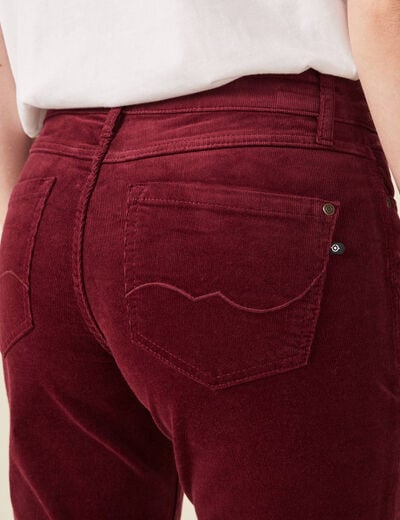 Pantalon bootcut velours prune femme