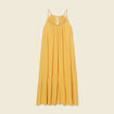 Robe longue évasée fluide jaune femme