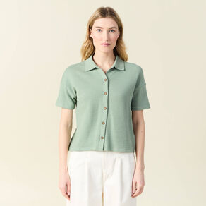 polo en maille vert kaki femme Polo en maille vert kaki femme