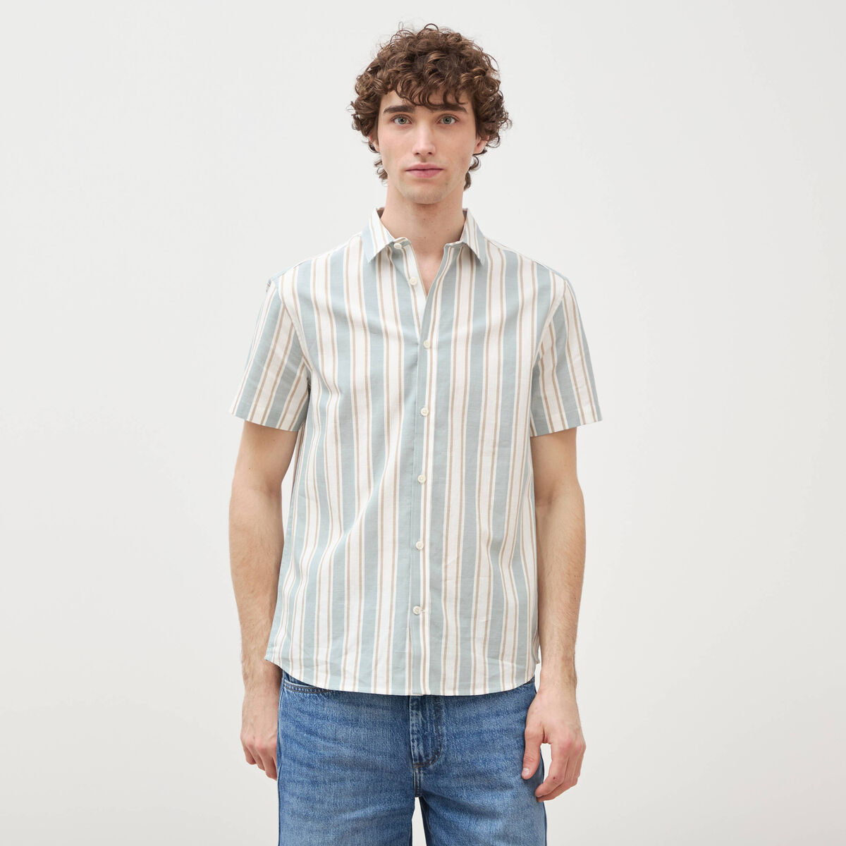 Chemise manches courtes vert clair homme