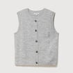 Pull droit court sans manches col rond gris femme