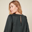 Robe droite col en V satin vert foncé femme
