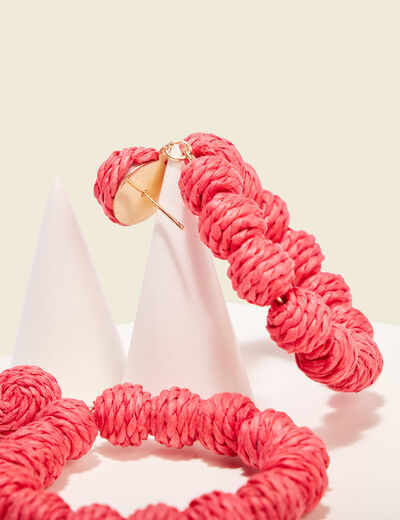 Boucles d'oreilles pendantes rose fushia femme