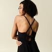 Robe midi droite satin noir femme