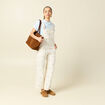 Salopette en jeans &agrave; fines bretelles denim blanc femme