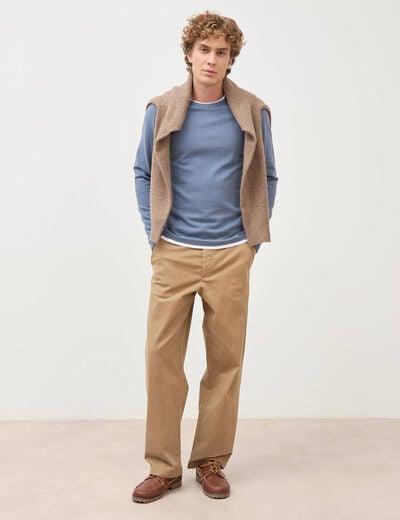 T-shirt manches longues bleu fonc&eacute; homme