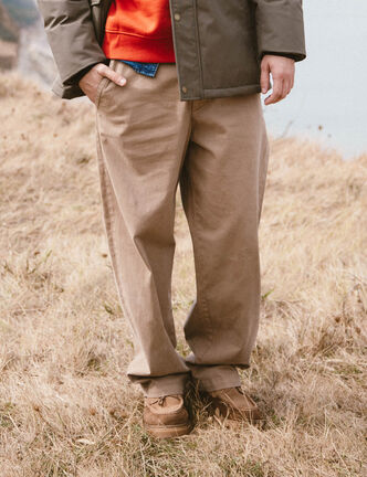 Pantalon coupe large vert kaki homme