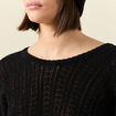 Pull manches longues ajouré noir femme