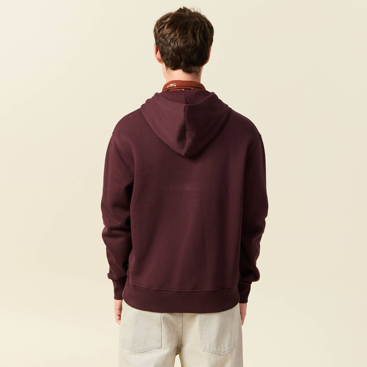 Sweat &agrave; capuche bordeaux homme