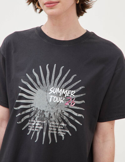 T-shirt oversize en coton noir femme