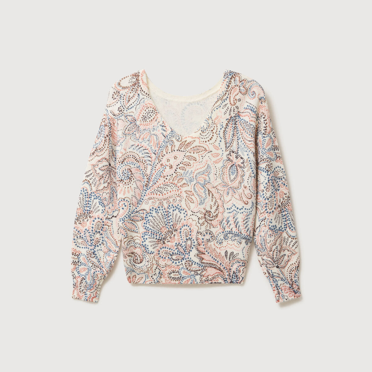 Pull col bateau manches longues ecru femme