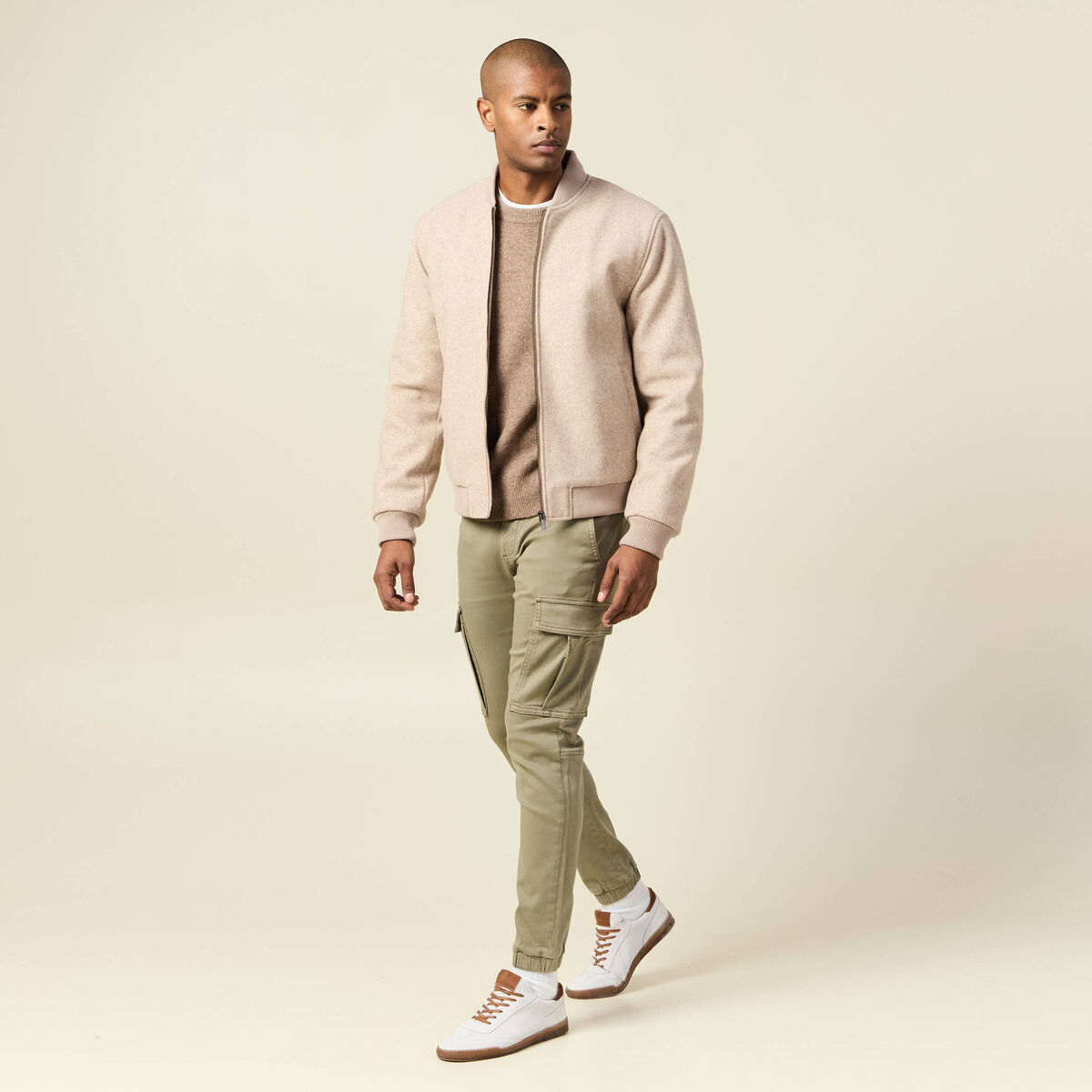 Pantalon battle bas resserré vert kaki homme