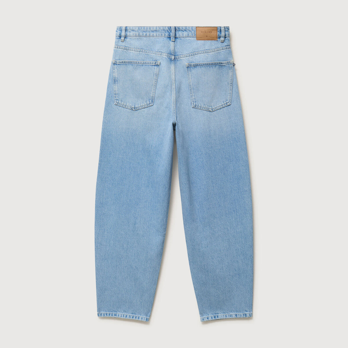 Jeans large longueur 32 en coton denim bleach homme