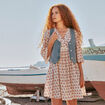 Veston sans manches en jean denim used femme