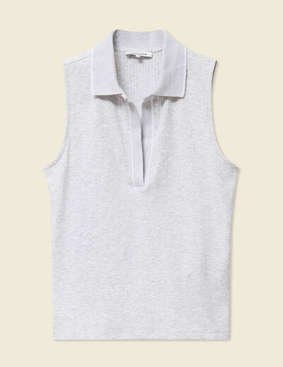Polo sans manches gris femme