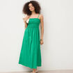 Robe bretelles col carr&eacute; en coton vert femme