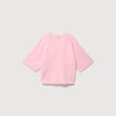 Pull droit col rond manches courtes rose clair femme