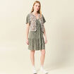 Robe évasée manches courtes vert kaki femme
