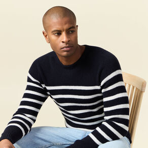 Pull manches longues fabriqué en France bleu marine homme