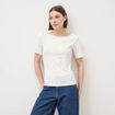 T-shirt ajust&eacute; manches courtes ecru femme