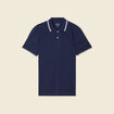 Polo cintr&eacute; en coton manches courtes bleu marine homme