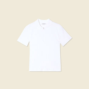 Polo zippé manches courtes blanc femme