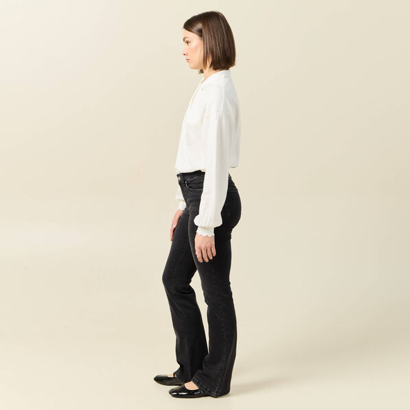 Jeans bootcut 5 poches denim gris femme