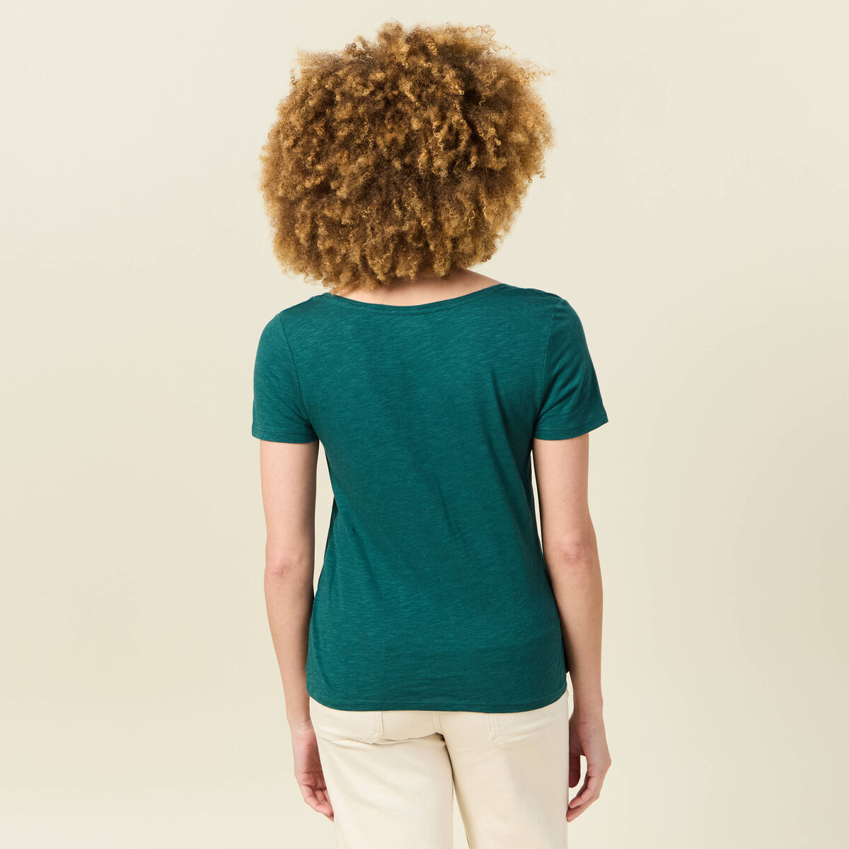T-shirt manches courtes vert canard femme