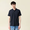 Polo cintr&eacute; manches courtes col polo bleu homme