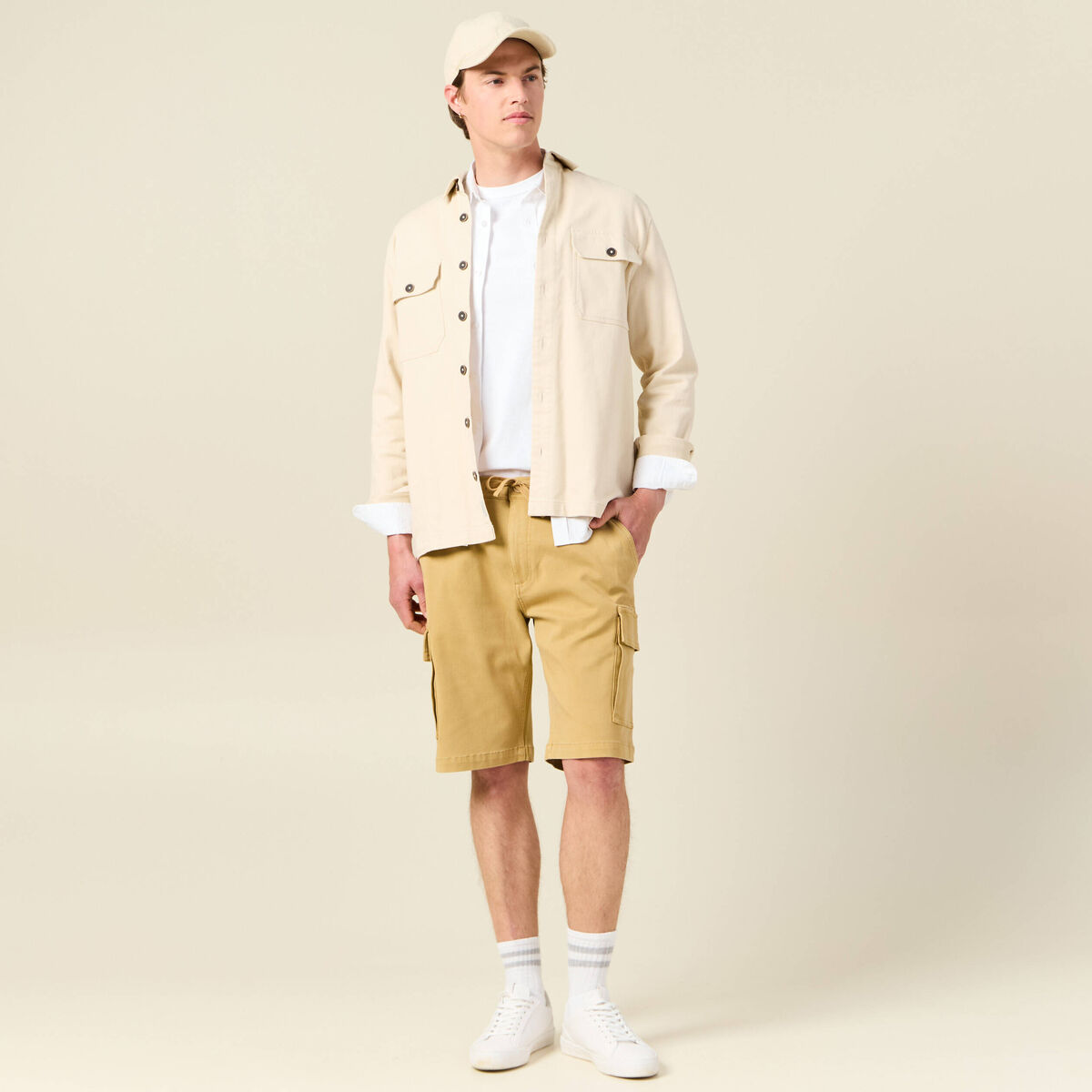 Bermuda éco-responsable beige homme