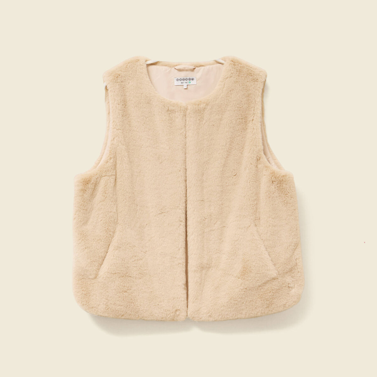 Gilet sans manches doubl&eacute; beige femme